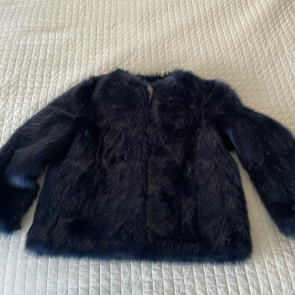 NWT | Trafaluc | ZARA | Blue/Navy Faux Fur Jacket | Large